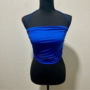 Princess Polly Vibrant Blue Neck Tie Halter Top